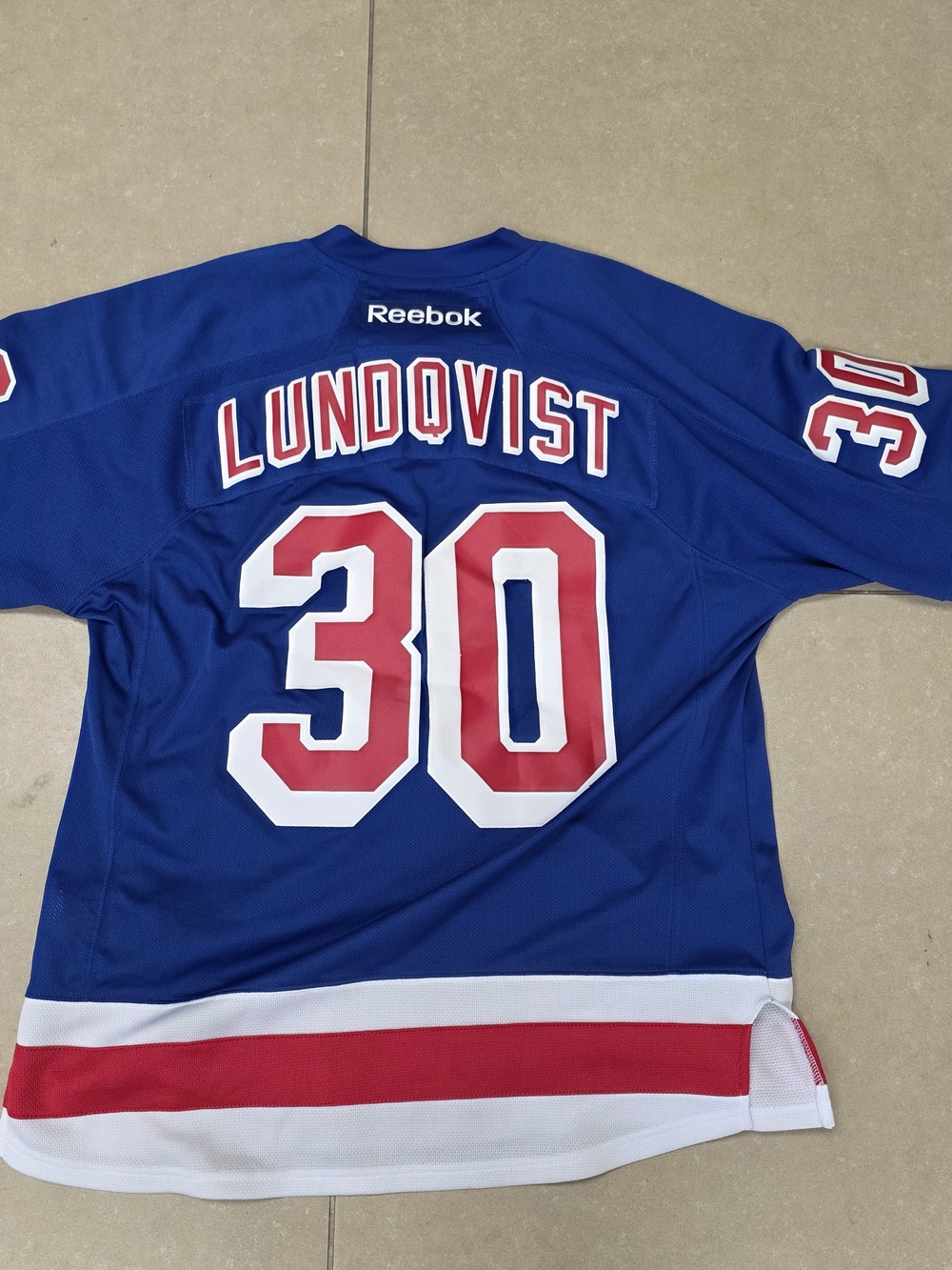 Reebok Blue Red White Lundqvist #30 Hockey Jersey
